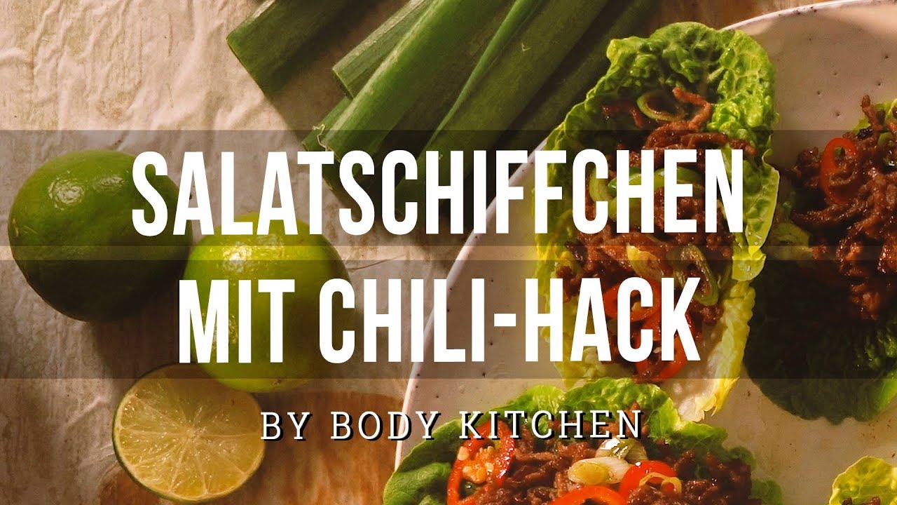Salat Schiffchen mit Chili-Hack– ein Body Kitchen® Rezept | Low-Carb Burger Alternative