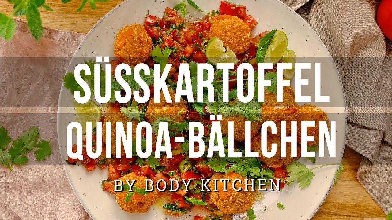 Süßkartoffel Quinoa Bällchen mit Tomaten Salsa – ein Body Kitchen® Rezept